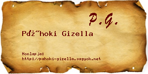 Páhoki Gizella névjegykártya